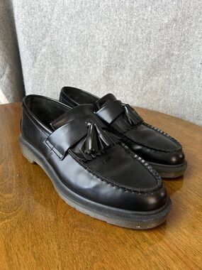 Men's Smooth Black Tassel Loafers - Dr. Martens Adrian